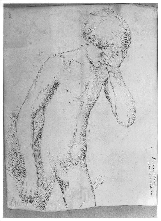 Figura maschile piangente, figura maschile (disegno, opera isolata) di Levi Gioacchino (metà sec. XIX)