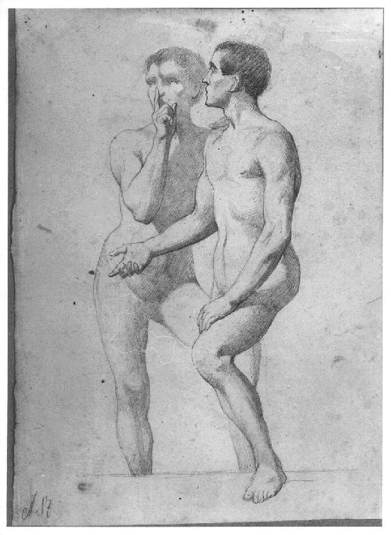 Due figure maschili, figure maschili (disegno, opera isolata) di Levi Gioacchino (terzo quarto sec. XIX)