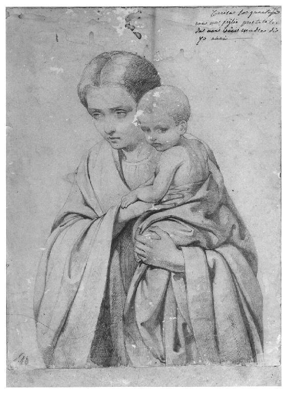 Studio per una Madonna col Bambino, Madonna con Bambino (disegno, opera isolata) di Levi Gioacchino (sec. XIX)