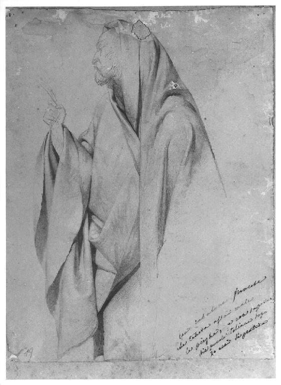 Studio di figura maschile drappeggiata, figura maschile (disegno, opera isolata) di Levi Gioacchino (metà sec. XIX)