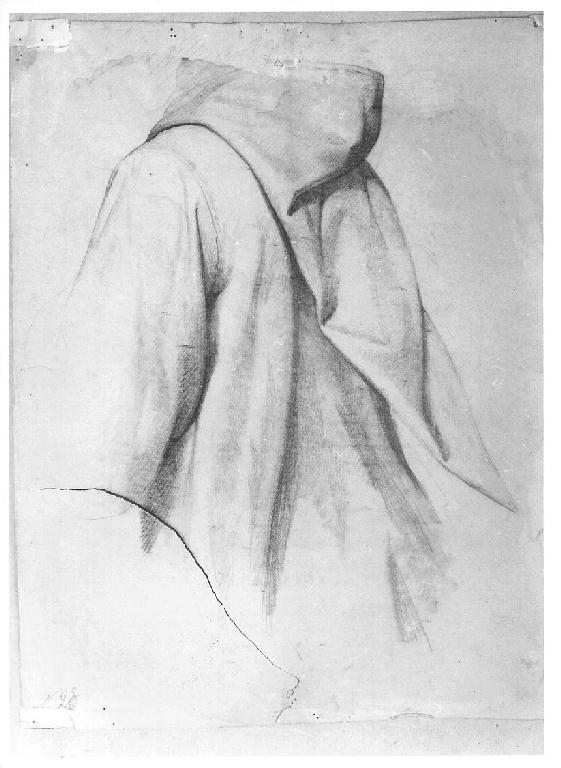 Studio di panneggio con cappuccio, studio di panneggio con cappuccio (disegno, opera isolata) di Levi Gioacchino (metà sec. XIX)