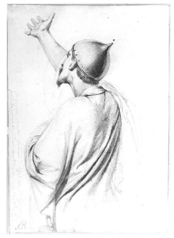 Studio di soldato di spalle, figura maschile (disegno, opera isolata) di Levi Gioacchino (terzo quarto sec. XIX)