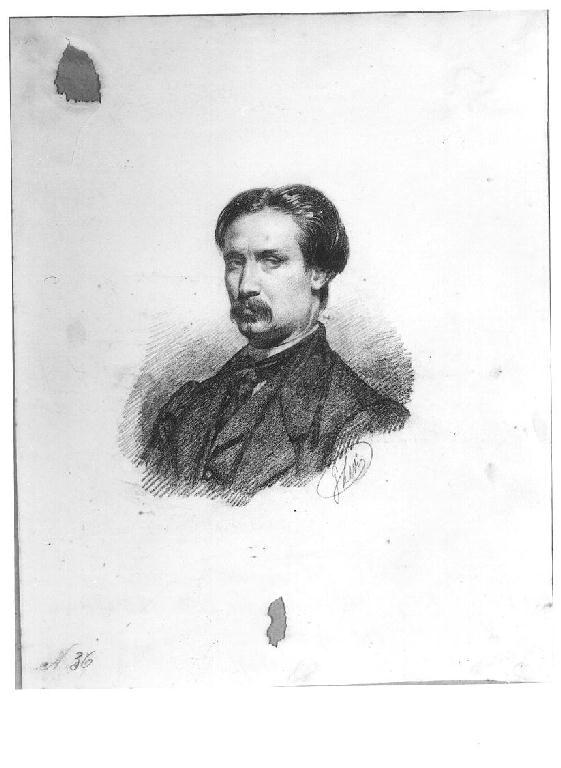 Ritratto a mezzo busto di uomo in borghese, ritratto d'uomo (disegno, opera isolata) di Levi Gioacchino (terzo quarto sec. XIX)