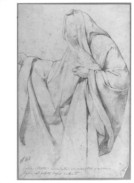 Studio di figura panneggiata, figura maschile (disegno, opera isolata) di Levi Gioacchino (metà sec. XIX)