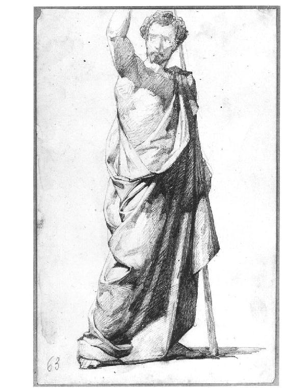 Figura maschile con mantello, figura maschile (disegno, opera isolata) di Levi Gioacchino (metà sec. XIX)