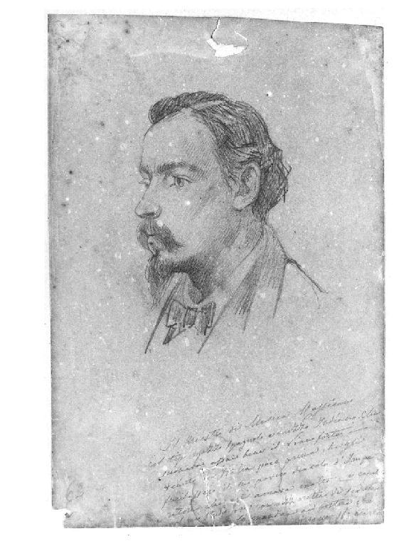 Ritratto maschile, ritratto d'uomo (disegno, opera isolata) di Levi Gioacchino (terzo quarto sec. XIX)