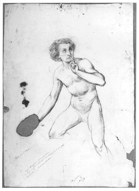 Studio per Oberon, figura maschile (disegno, opera isolata) di Levi Gioacchino (terzo quarto sec. XIX)