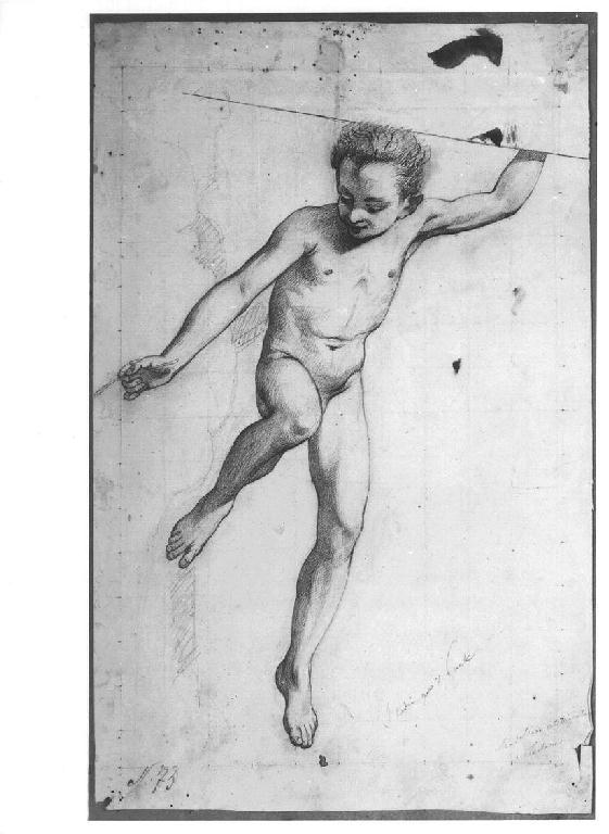 Studio per Puck, giovane nudo (disegno, opera isolata) di Levi Gioacchino (terzo quarto sec. XIX)