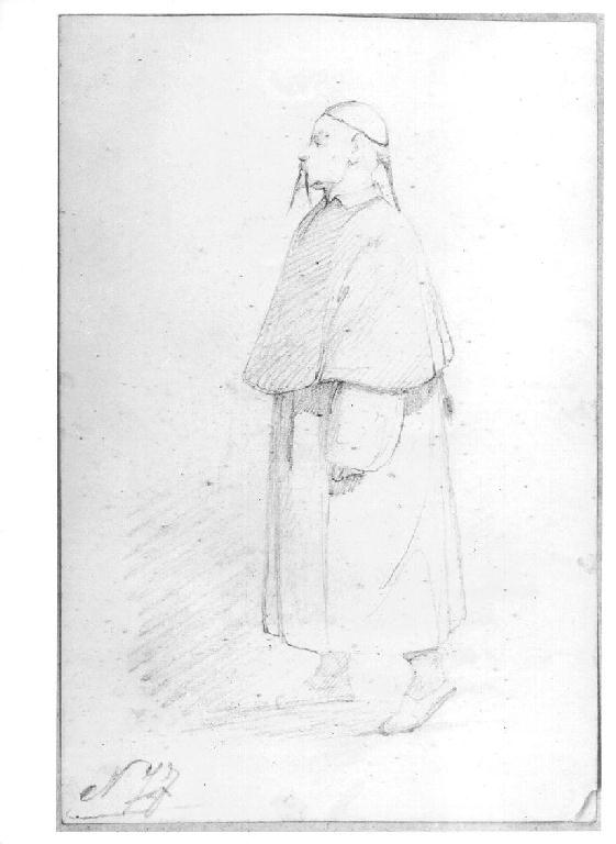 Figura maschile in costume cinese, figura maschile (disegno, opera isolata) di Levi Gioacchino (metà sec. XIX)