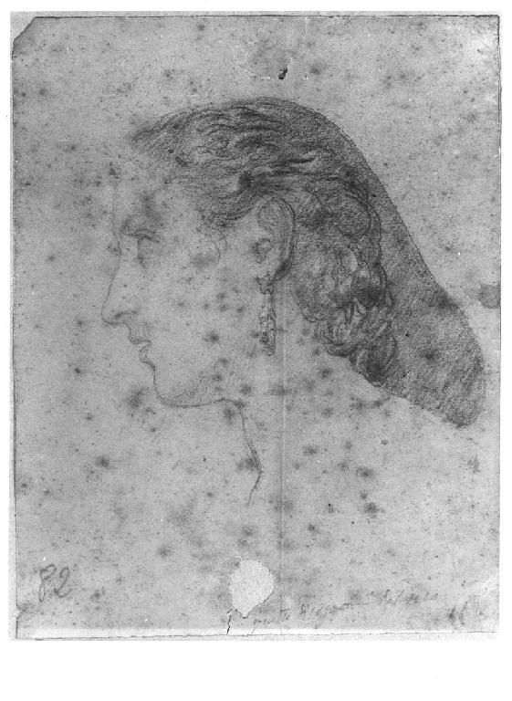 Ritratto femminile di profilo, figura femminile (disegno, opera isolata) di Levi Gioacchino (terzo quarto sec. XIX)