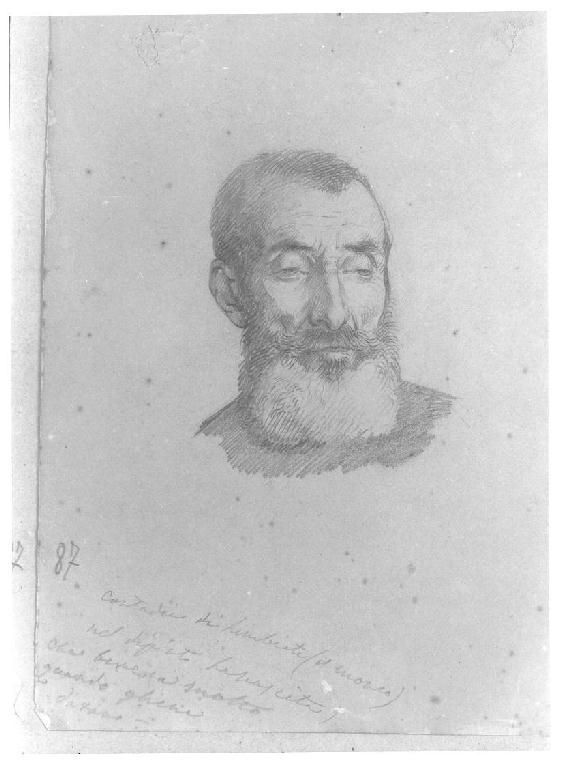 Testa di vecchio, testa di uomo (disegno, opera isolata) di Levi Gioacchino (terzo quarto sec. XIX)
