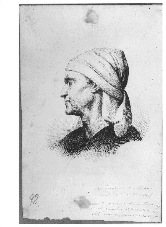 Studio di testa, figura femminile (disegno, opera isolata) di Levi Gioacchino (metà sec. XIX)