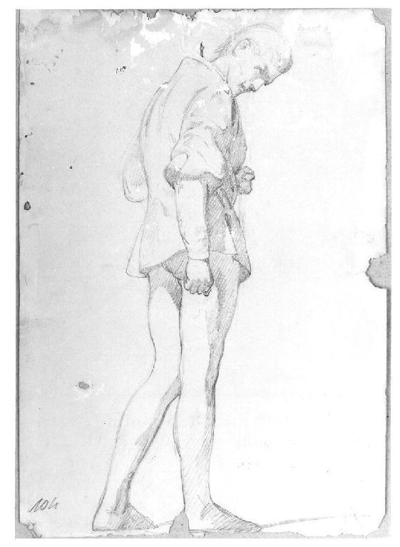 Studio di uomo, figura maschile (disegno, opera isolata) di Levi Gioacchino (metà sec. XIX)