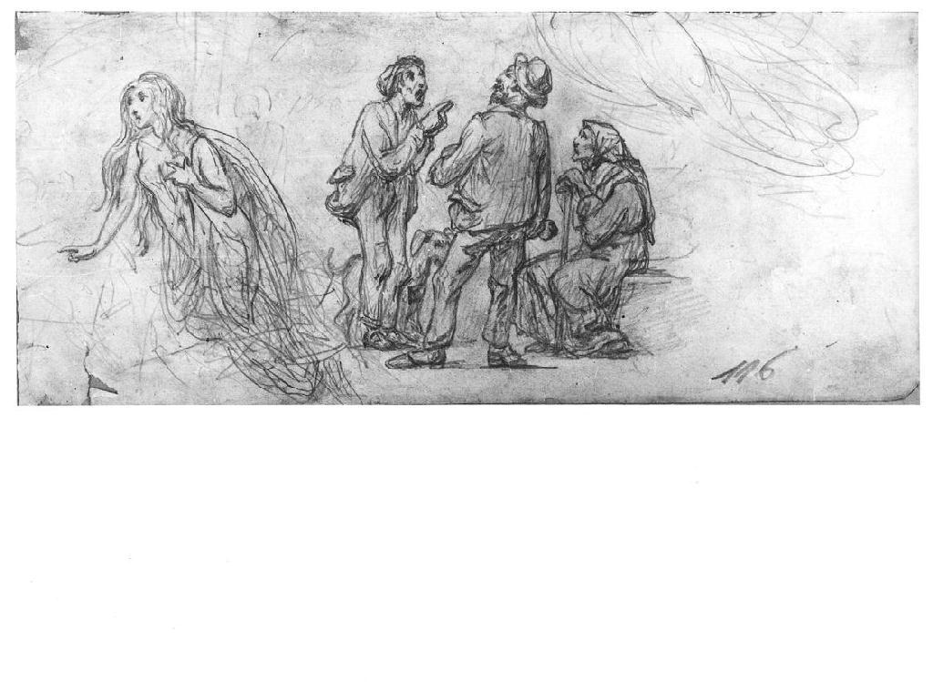 Studio di gruppo a colloquio, figure femminili (disegno, opera isolata) di Levi Gioacchino (metà sec. XIX)