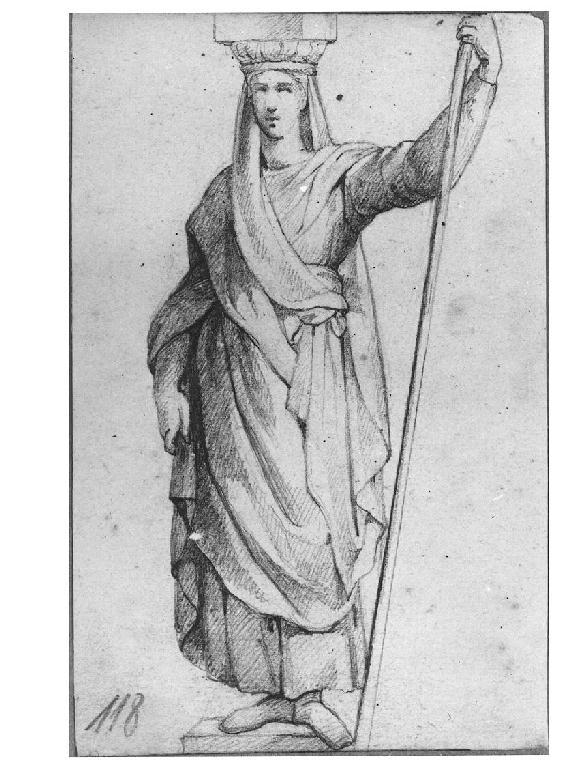 Studio di panneggio, figura femminile (disegno, opera isolata) di Levi Gioacchino (metà sec. XIX)