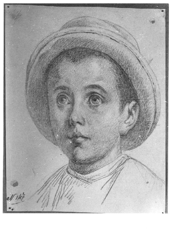 Testa di fanciullo, testa di bambino (disegno, opera isolata) di Levi Gioacchino (inizio sec. XX)