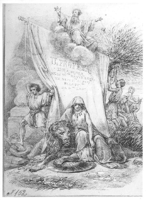 Studio per frontespizio, figura allegorica femminile (disegno, opera isolata) di Levi Gioacchino (seconda metà sec. XIX)