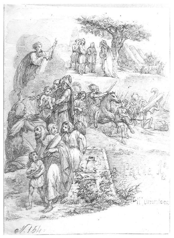 Studio per "Introduzione", figure maschili e figure femminili (disegno, opera isolata) di Levi Gioacchino (seconda metà sec. XIX)