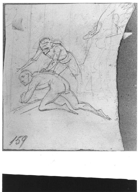 Frammento di composizione, figure maschili (disegno, opera isolata) di Levi Gioacchino (metà sec. XIX)
