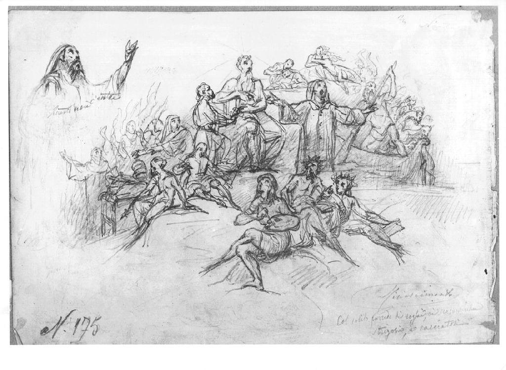 Studio di composizione (Rinascimento), figure maschili (disegno, opera isolata) di Levi Gioacchino (seconda metà sec. XIX)