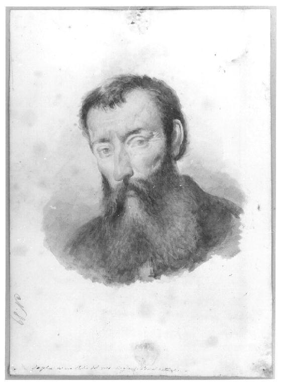 Testa di frate, testa di uomo con barba (disegno, opera isolata) di Levi Gioacchino (seconda metà sec. XIX)