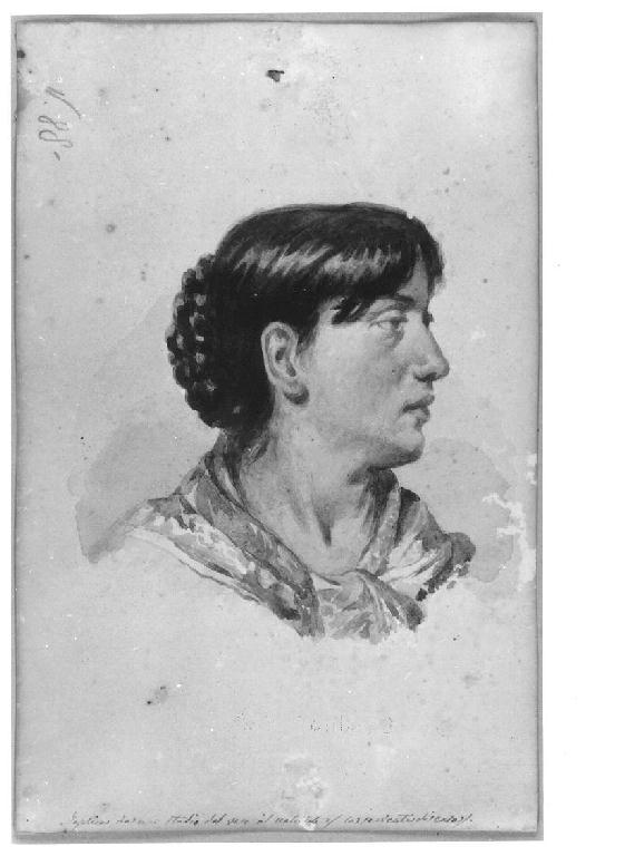 Testa di donna, testa di donna (disegno, opera isolata) di Levi Gioacchino (seconda metà sec. XIX)