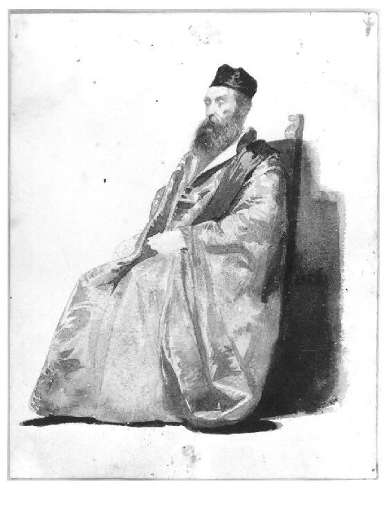 Studio di orientale seduto, figura maschile (disegno, opera isolata) di Levi Gioacchino (seconda metà sec. XIX)