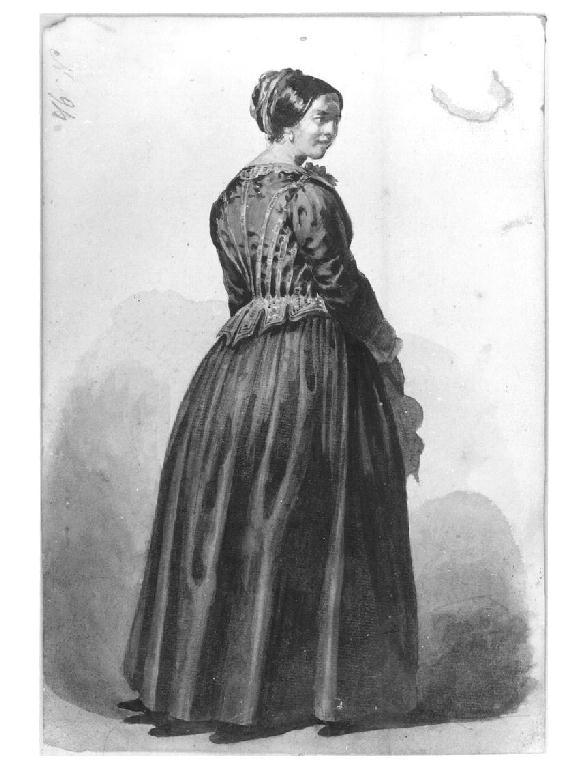 Ritratto di donna di profilo, figura femminile (disegno, opera isolata) di Levi Gioacchino (sec. XIX)