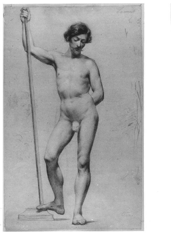 Studio di nudo in piedi, giovane nudo (disegno, opera isolata) di Levi Gioacchino (metà sec. XIX)