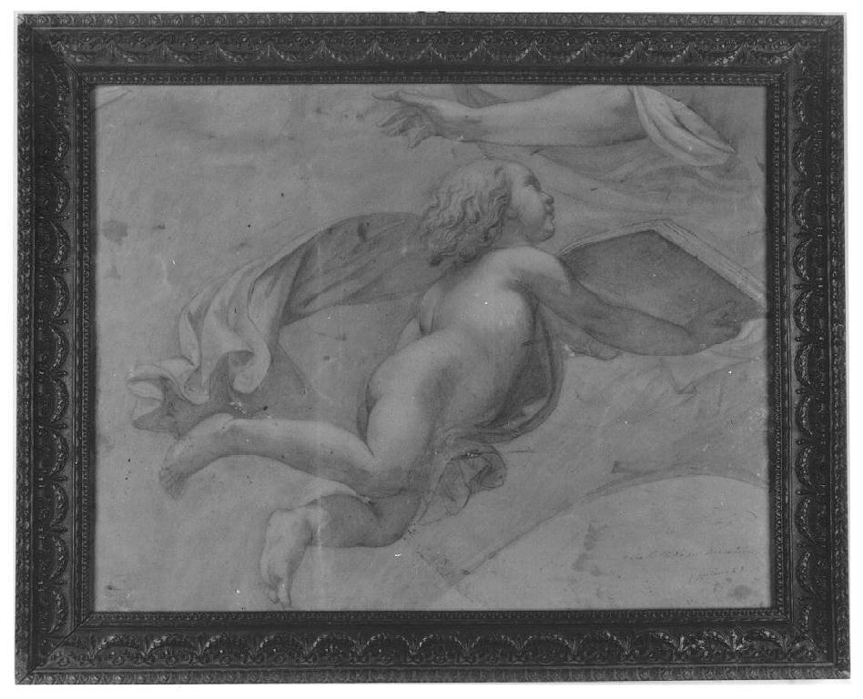 Studio di putto, putto in volo (disegno, opera isolata) di Levi Gioacchino (terzo quarto sec. XIX)