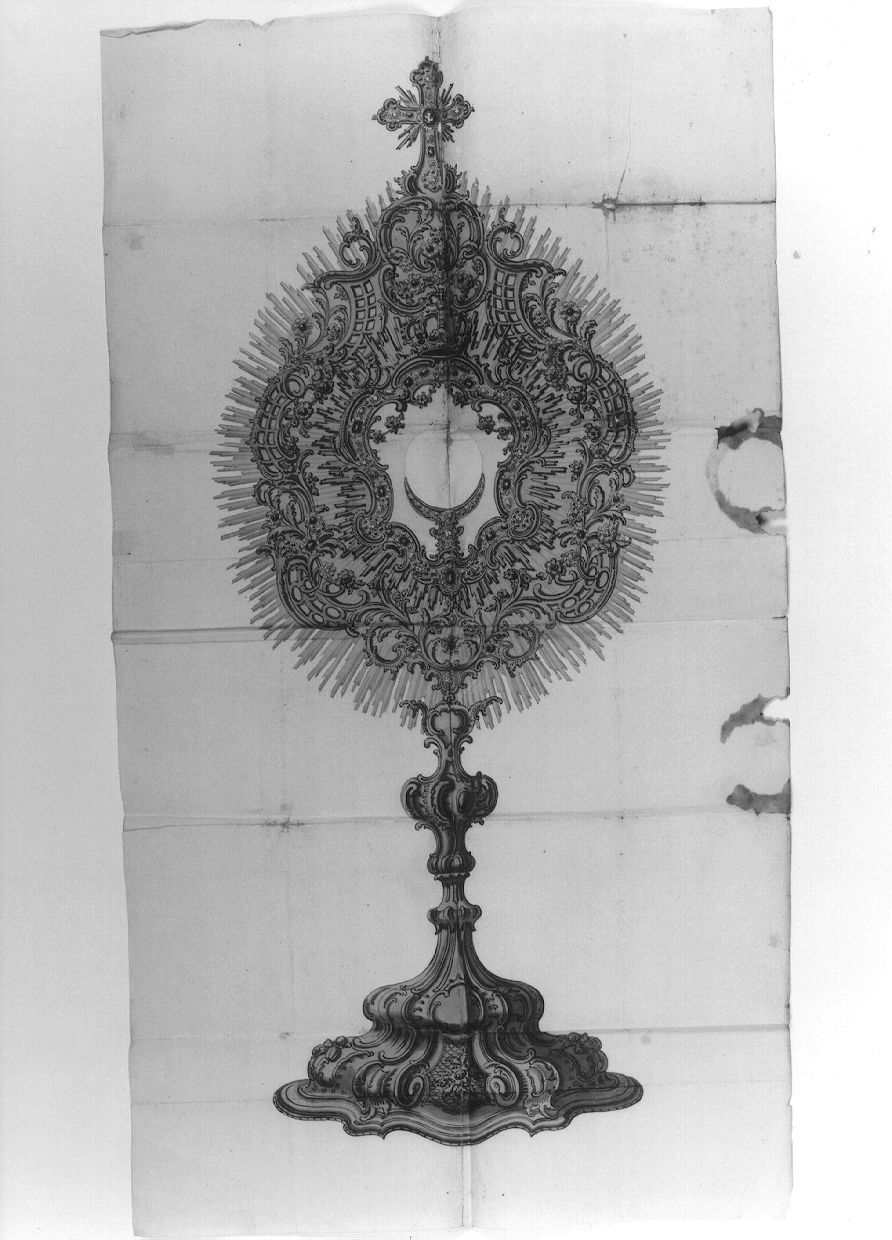 Ostensorio raggiato (disegno) - ambito parmense (sec. XIX)