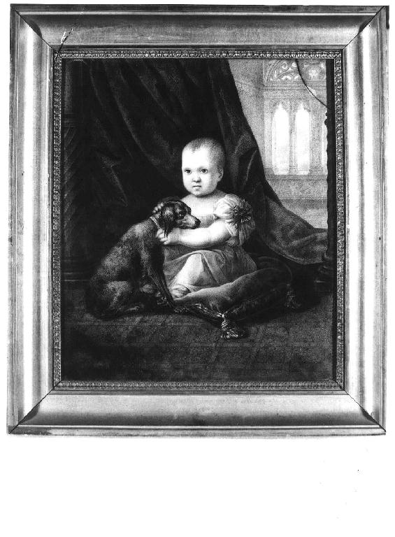 ritratto di bambino con cane (disegno) di Vigotti Luigi (secondo quarto sec. XIX)