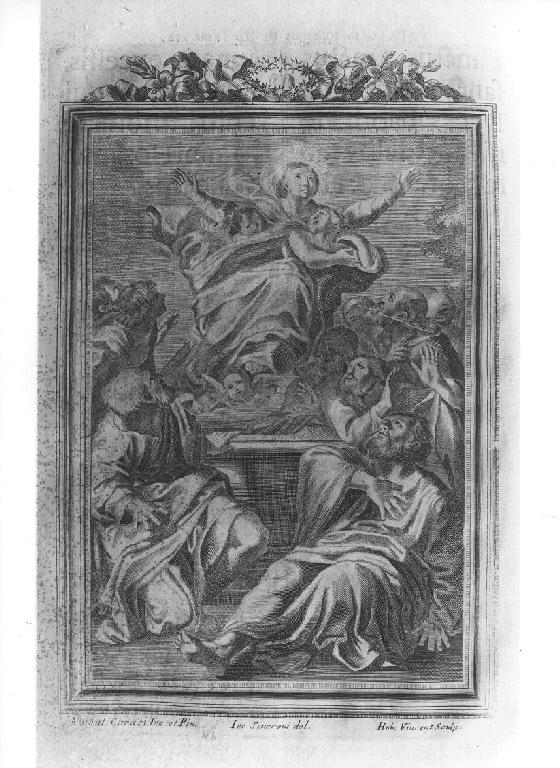 Assunzione della Madonna (stampa) di Hubert Vincent, Carracci Annibale, Severoni Giuseppe (sec. XVIII)