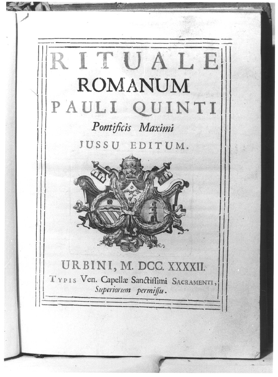 frontespizio di rituale (stampa) - ambito italiano (sec. XVIII)