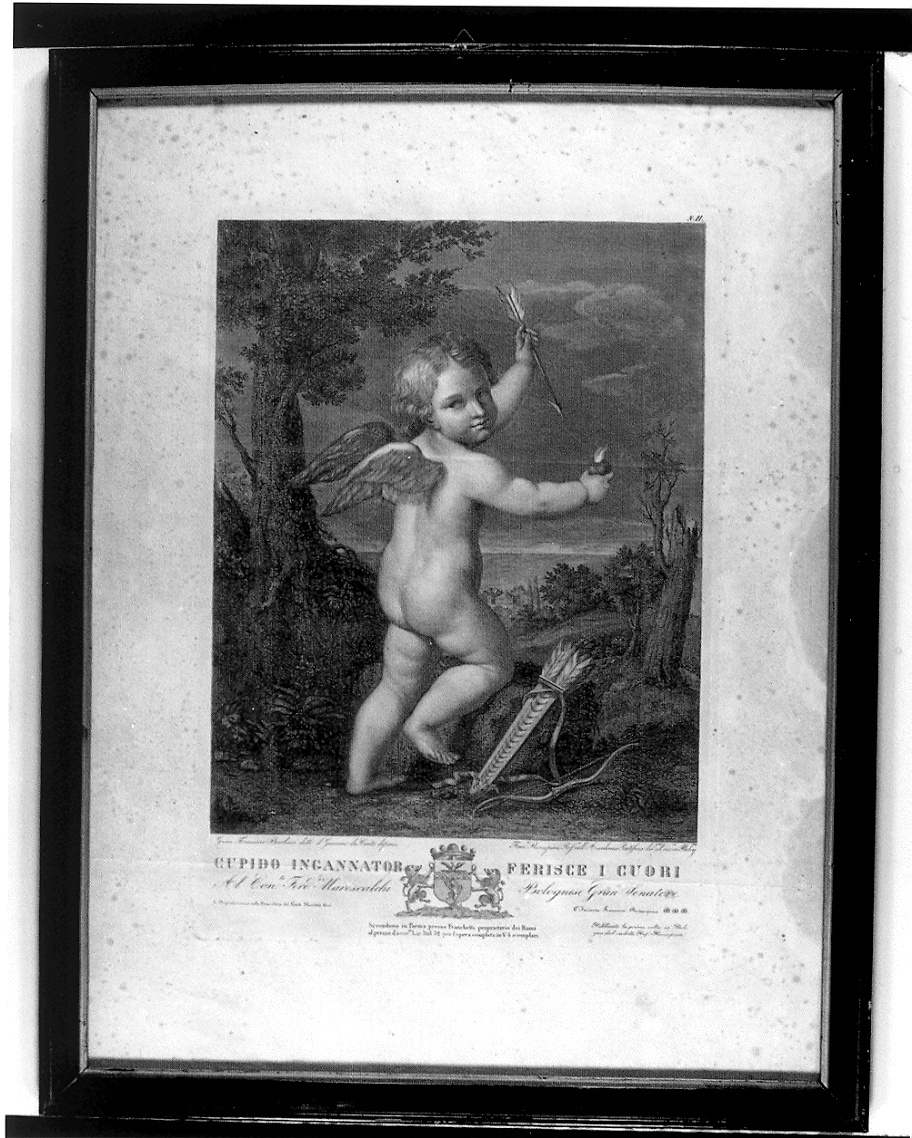 Cupido affila le sue frecce (stampa, serie) di Rosaspina Francesco, Barbieri Giovanni Francesco detto Guercino (prima metà sec. XIX)