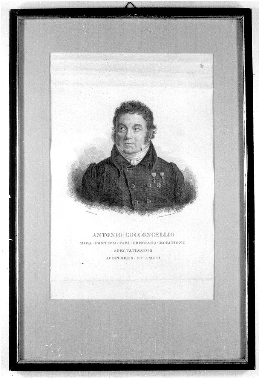 ritratto di Antonio Cocconcelli (stampa) di Rossena Angelo, Gaibazzi Giovanni (sec. XIX)