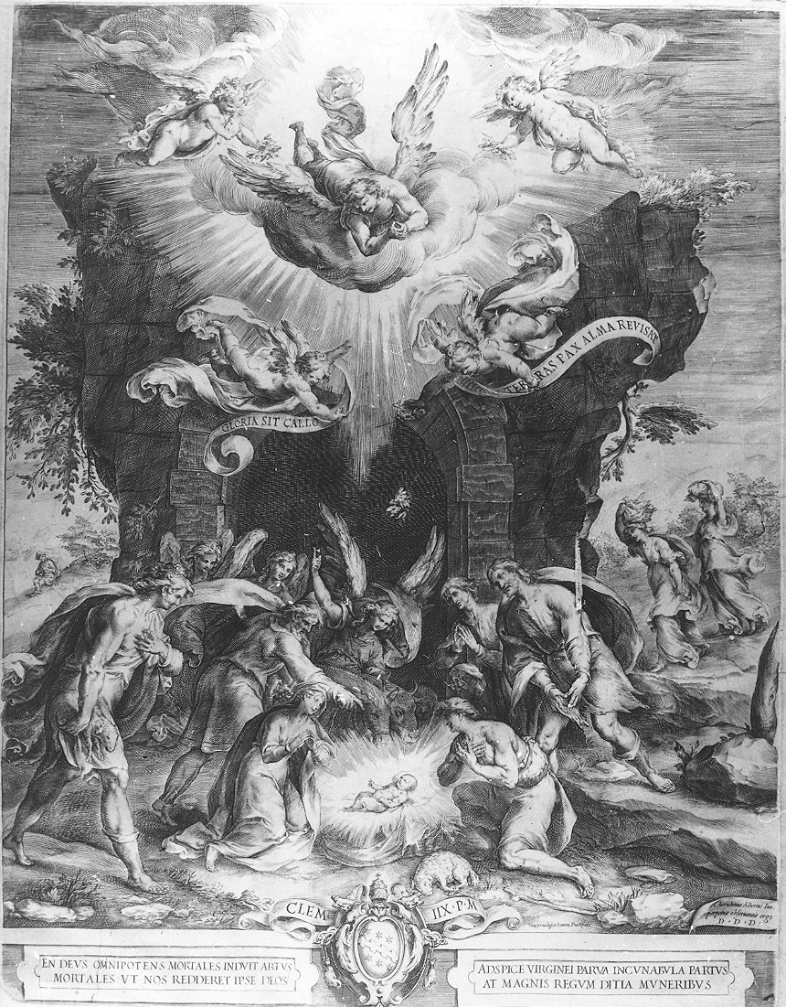 adorazione dei pastori (stampa) di Alberti Cherubino (fine/inizio secc. XVI/ XVII)