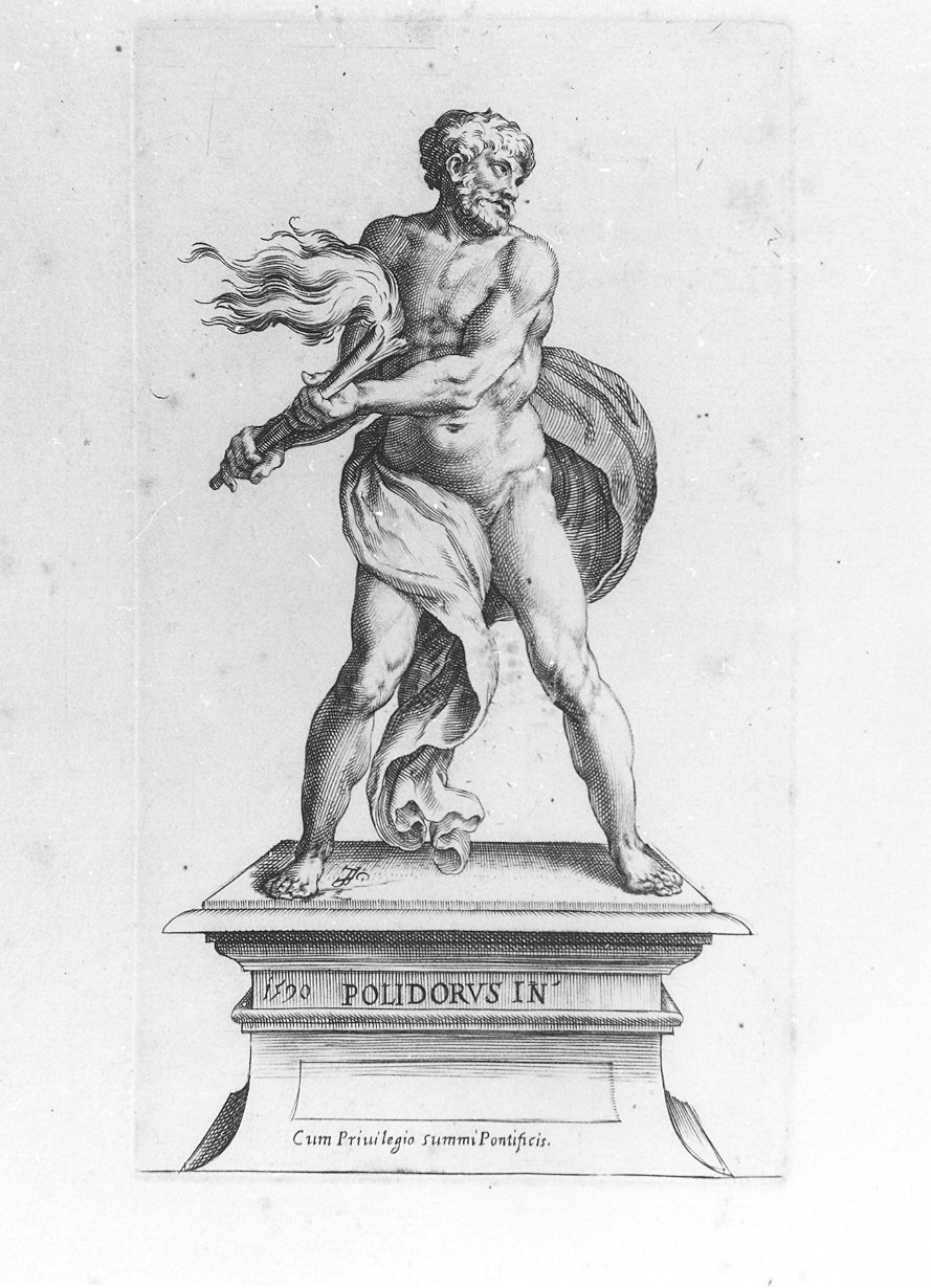 figura maschile con torcia (stampa) di Alberti Cherubino, Caldara Polidoro detto Polidoro da Caravaggio (sec. XVI)