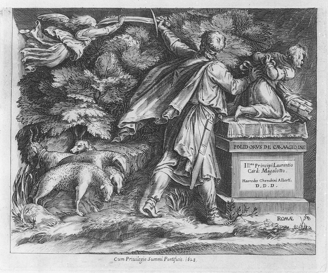 sacrificio di Isacco (stampa) di Alberti Cherubino, Caldara Polidoro detto Polidoro da Caravaggio (sec. XVII)