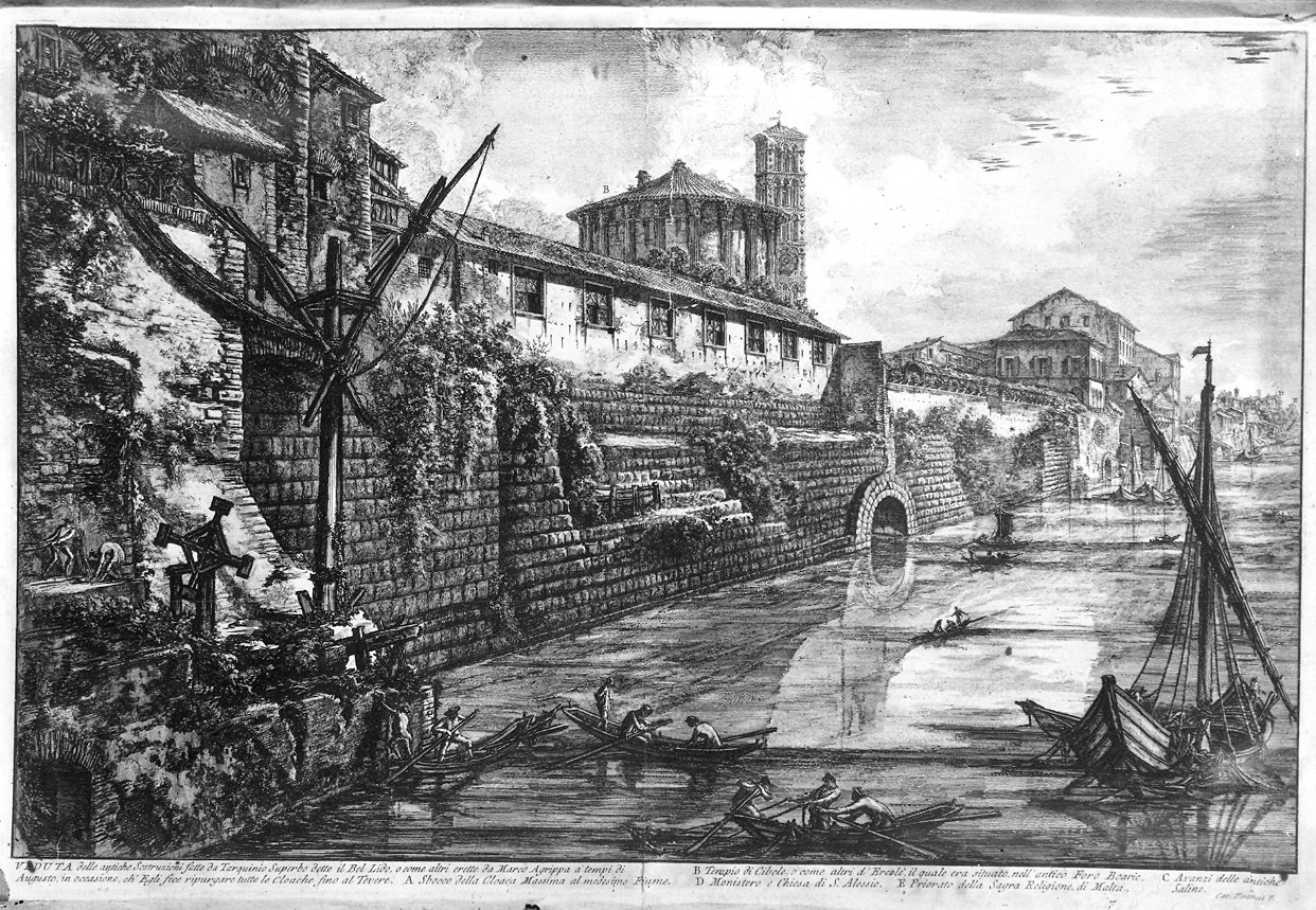 veduta del Tevere a Roma (stampa, serie) di Piranesi Giovanni Battista (sec. XVIII)