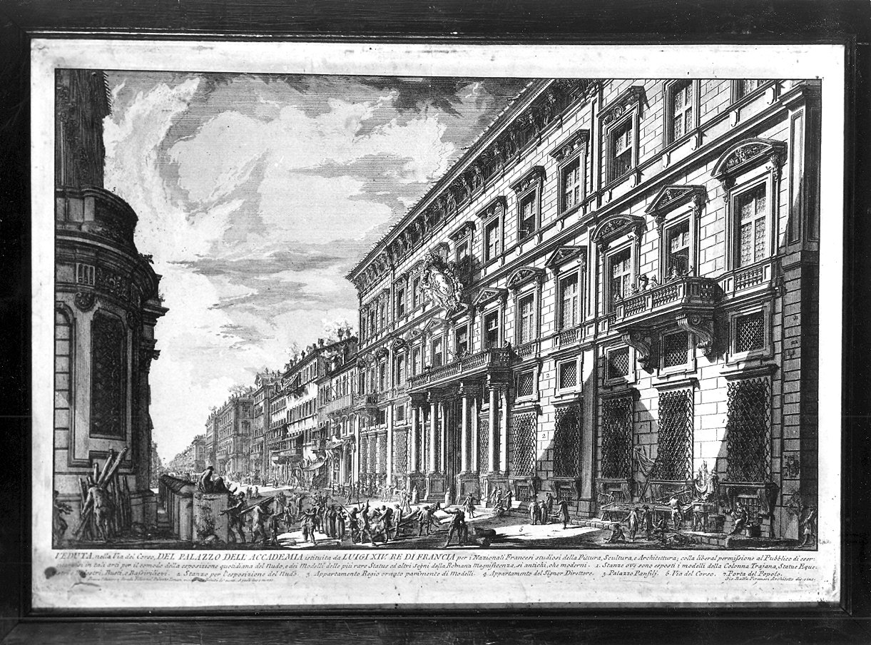 veduta del palazzo dell'Accademia a Roma (stampa, serie) di Piranesi Giovanni Battista (sec. XVIII)