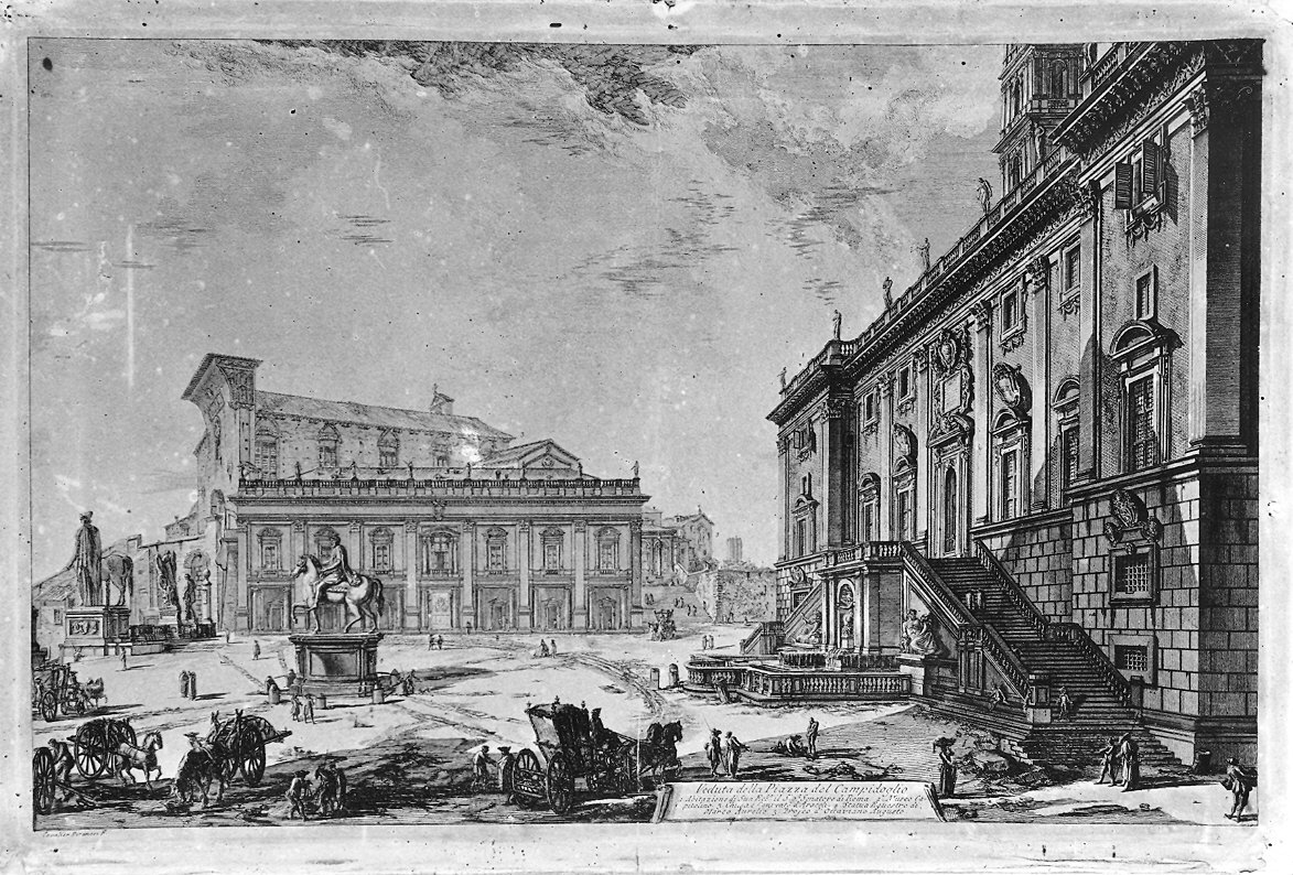 veduta di piazza del Campidoglio a Roma (stampa, serie) di Piranesi Giovanni Battista (sec. XVIII)