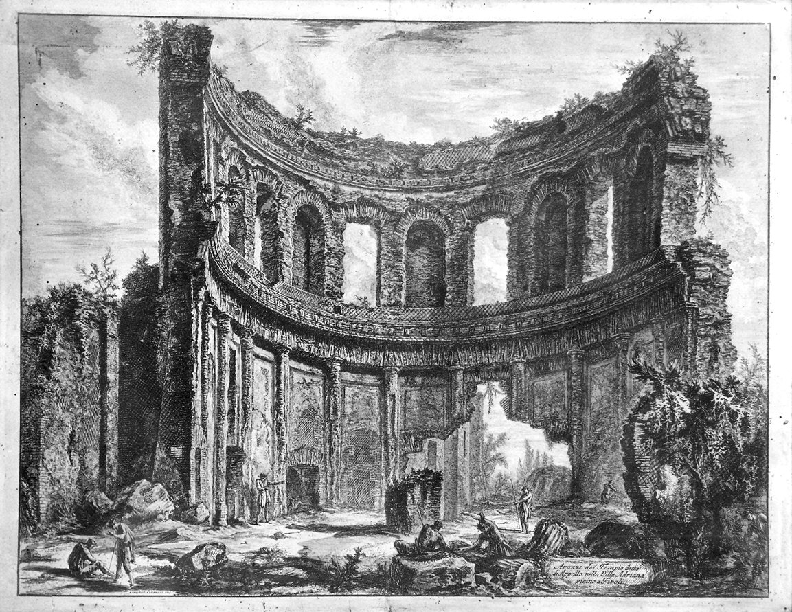 veduta del tempio di Apollo nella villa di Adriano a Tivoli (stampa, serie) di Piranesi Giovanni Battista (sec. XVIII)