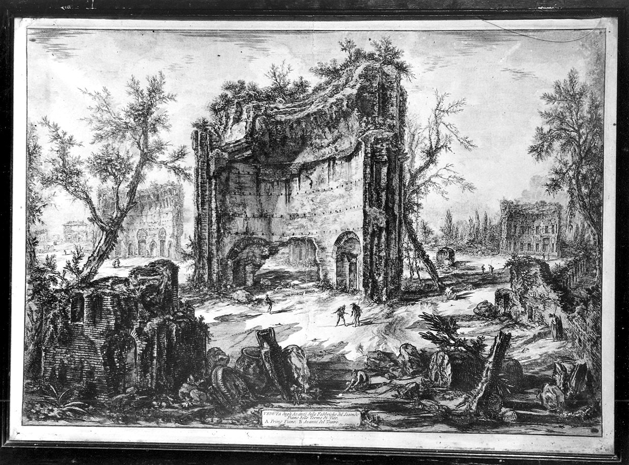 veduta delle rovine delle terme di Tito a Roma (stampa, serie) di Piranesi Giovanni Battista (sec. XVIII)