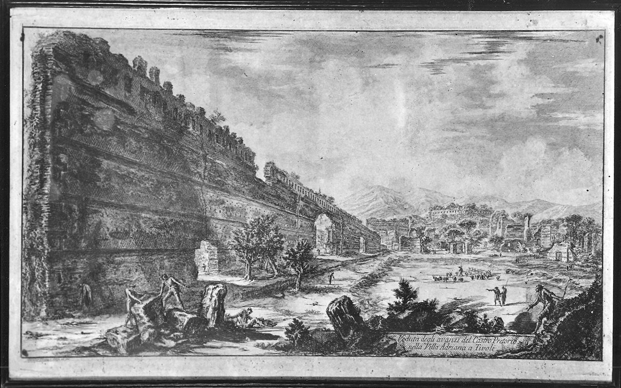 veduta del Castro Pretorio nella villa di Adriano a Tivoli (stampa, serie) di Piranesi Giovanni Battista (sec. XVIII)