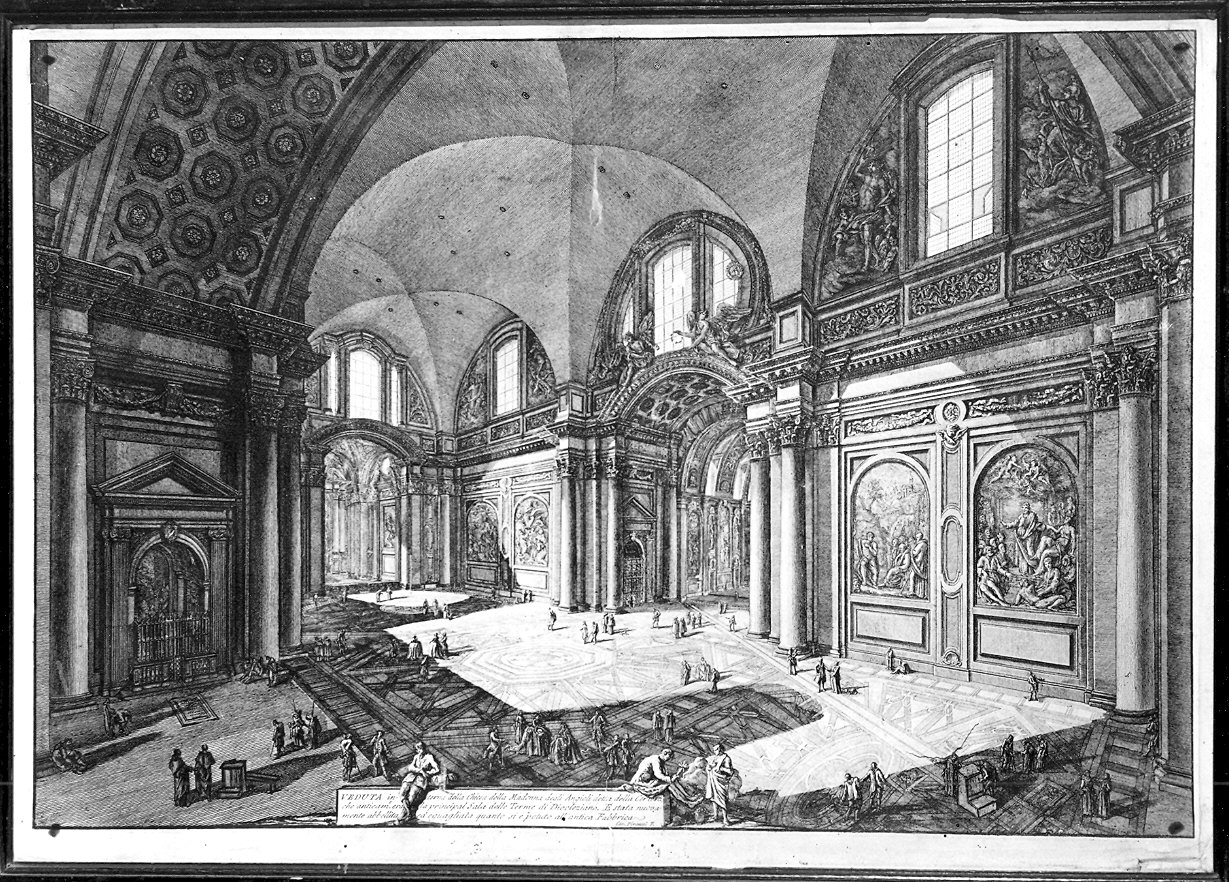 veduta interna della chiesa della Madonna degli Angeli a Roma (stampa, serie) di Piranesi Giovanni Battista (sec. XVIII)