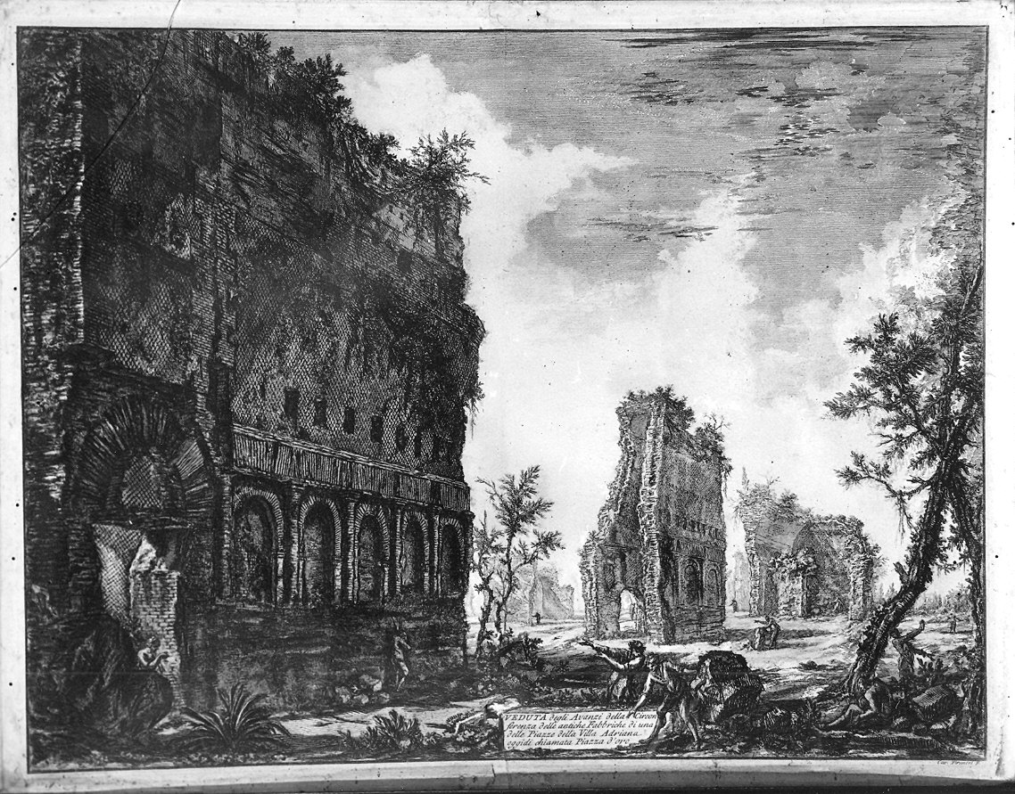 veduta delle rovine della villa di Adriano a Tivoli (stampa, serie) di Piranesi Giovanni Battista (sec. XVIII)