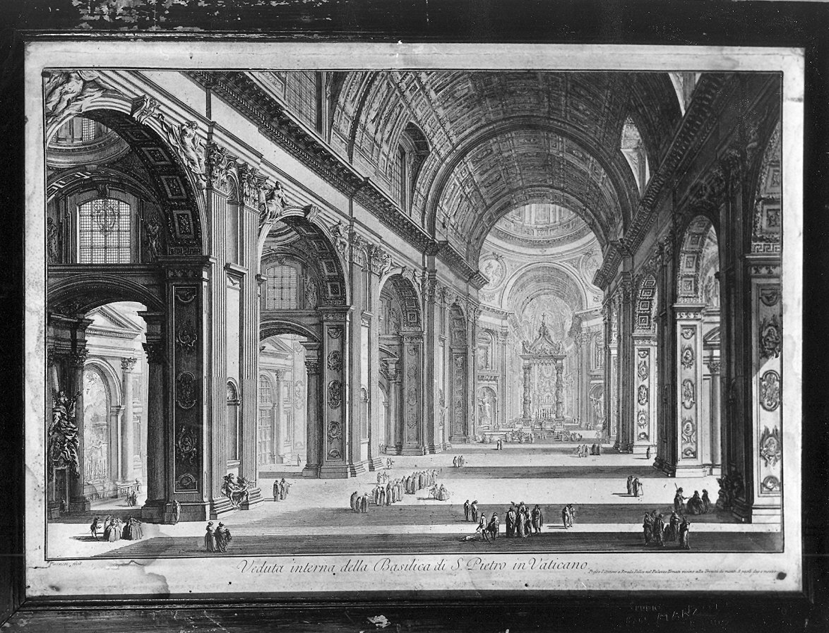 veduta interna della basilica di S. Pietro a Roma (stampa, serie) di Piranesi Giovanni Battista (sec. XVIII)