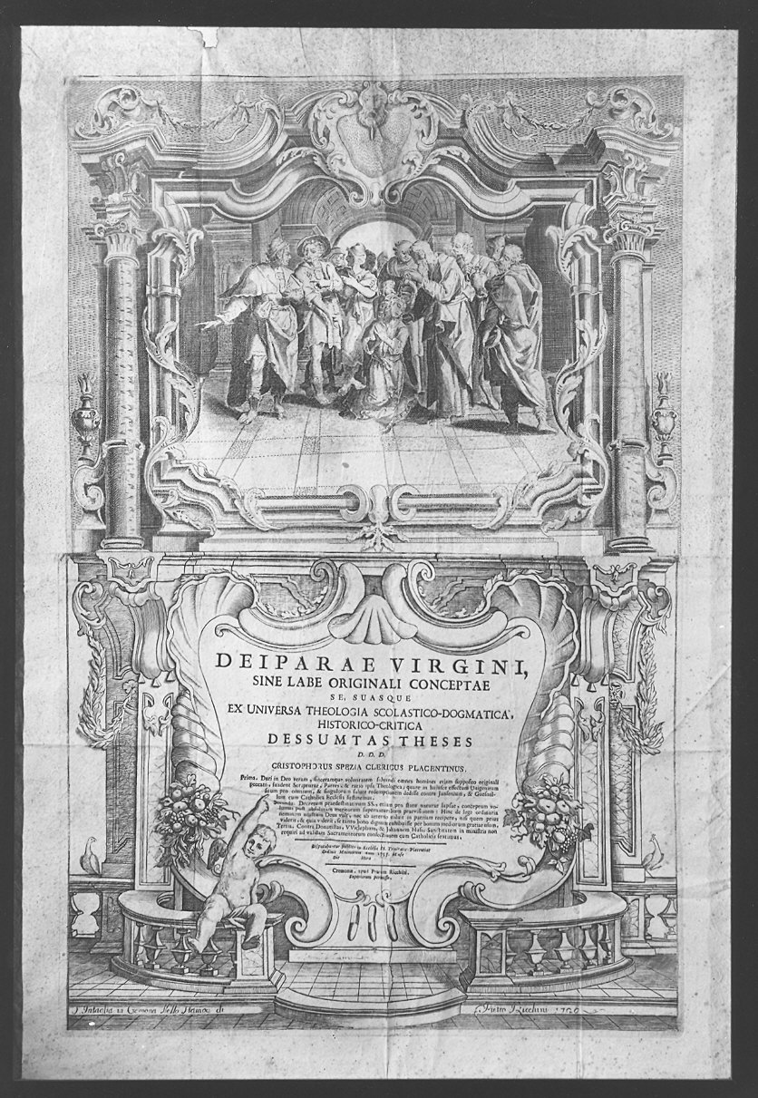 testata delle tesi filosofiche di Cristoforo Spezia (stampa) - ambito cremonese (seconda metà sec. XVIII)