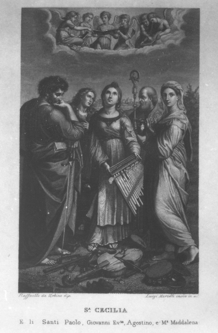 Santa Cecilia (stampa) di Martelli Luigi, Sanzio Raffaello (sec. XIX)